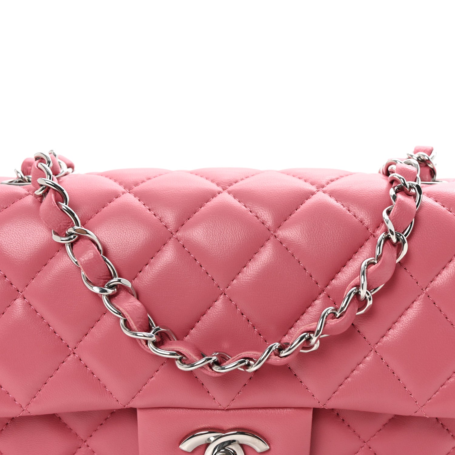Chanel Lambskin Quilted Mini Rectangular Flap Pink 8 of 11