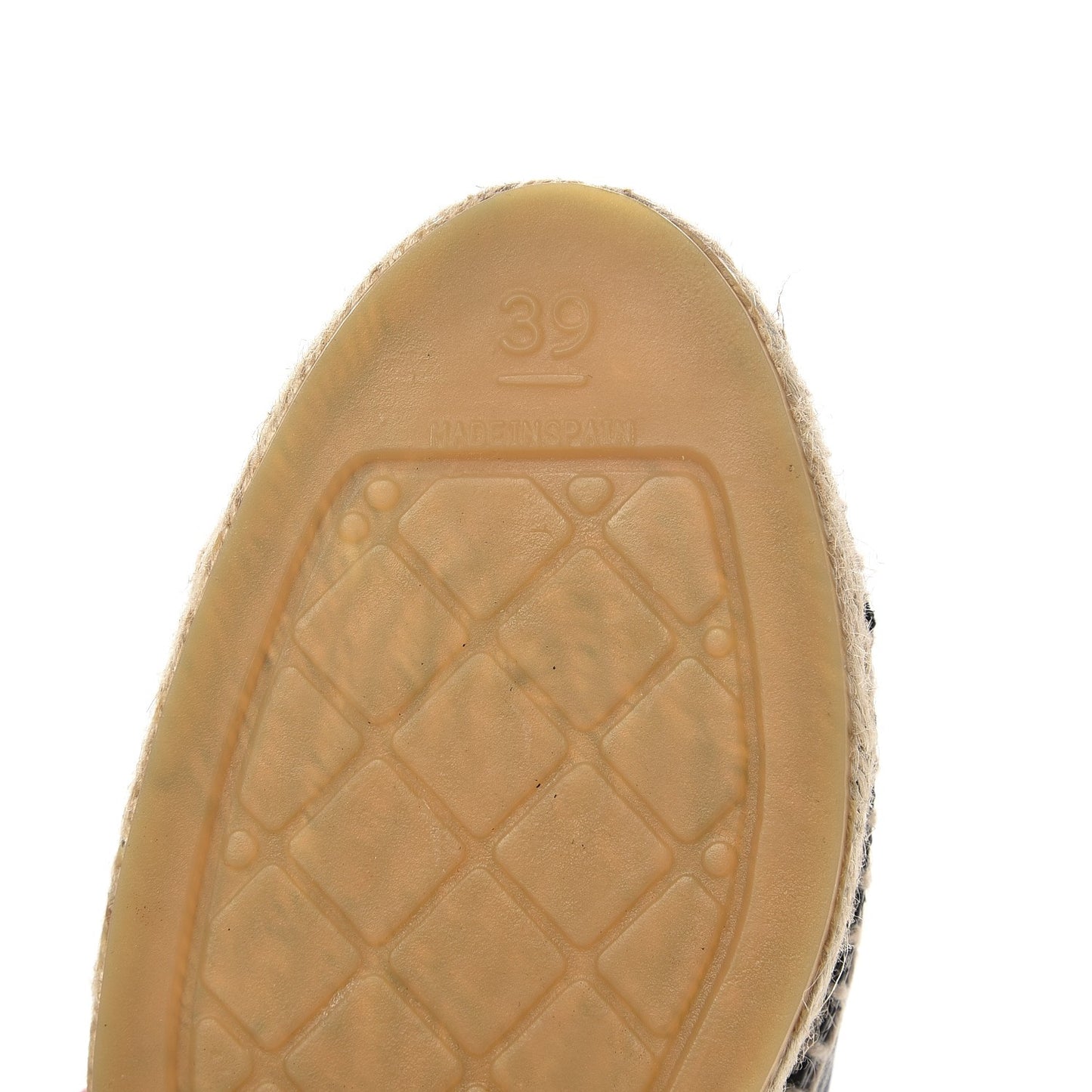 Lambskin Grosgrain Quilted CC Chain Espadrille Mules 39 Black