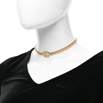 Chanel Crystal Chain Link CC Choker Necklace Gold 2 of 6