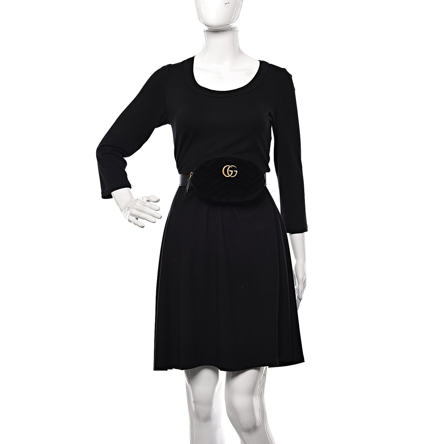 Velvet Matelasse GG Marmont Belt Bag 85 34 Black