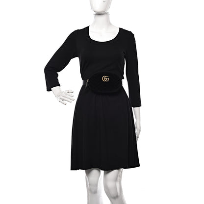 Gucci Velvet Matelasse GG Marmont Belt Bag 85 34 Black 2 of 11