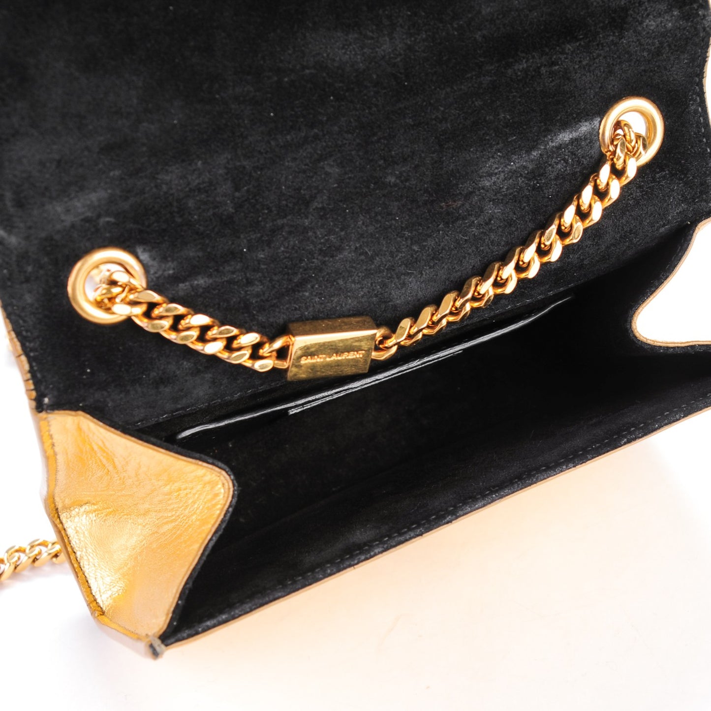 Calfskin Small Classic Monogram Kate Tassel Satchel Gold