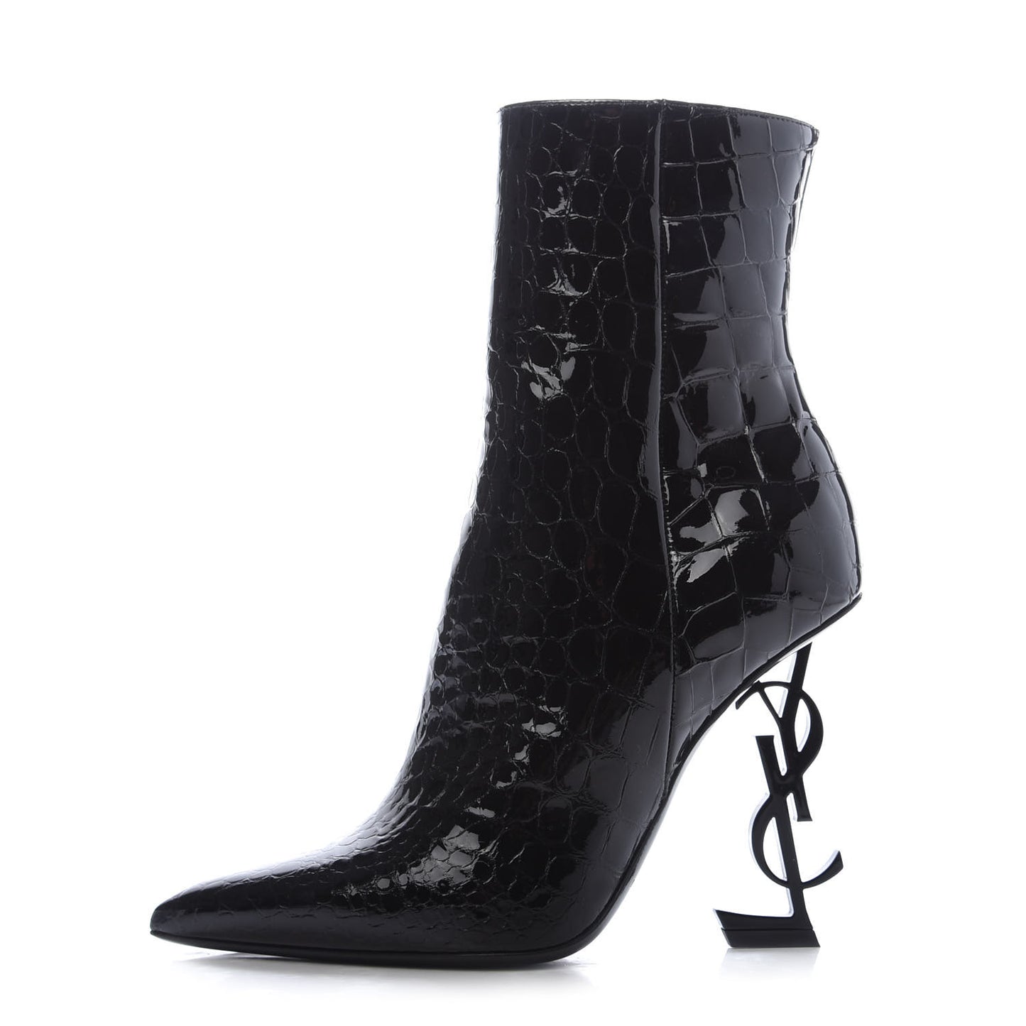 Alligator Embossed Patent Calfskin Opyum 110 Ankle Boots 38 Black