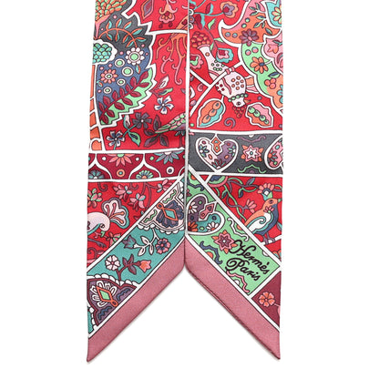 Hermes Silk Au Pays Des Oiseaux Fleurs Twilly Vieux Rose Framboise Vert 2 of 4
