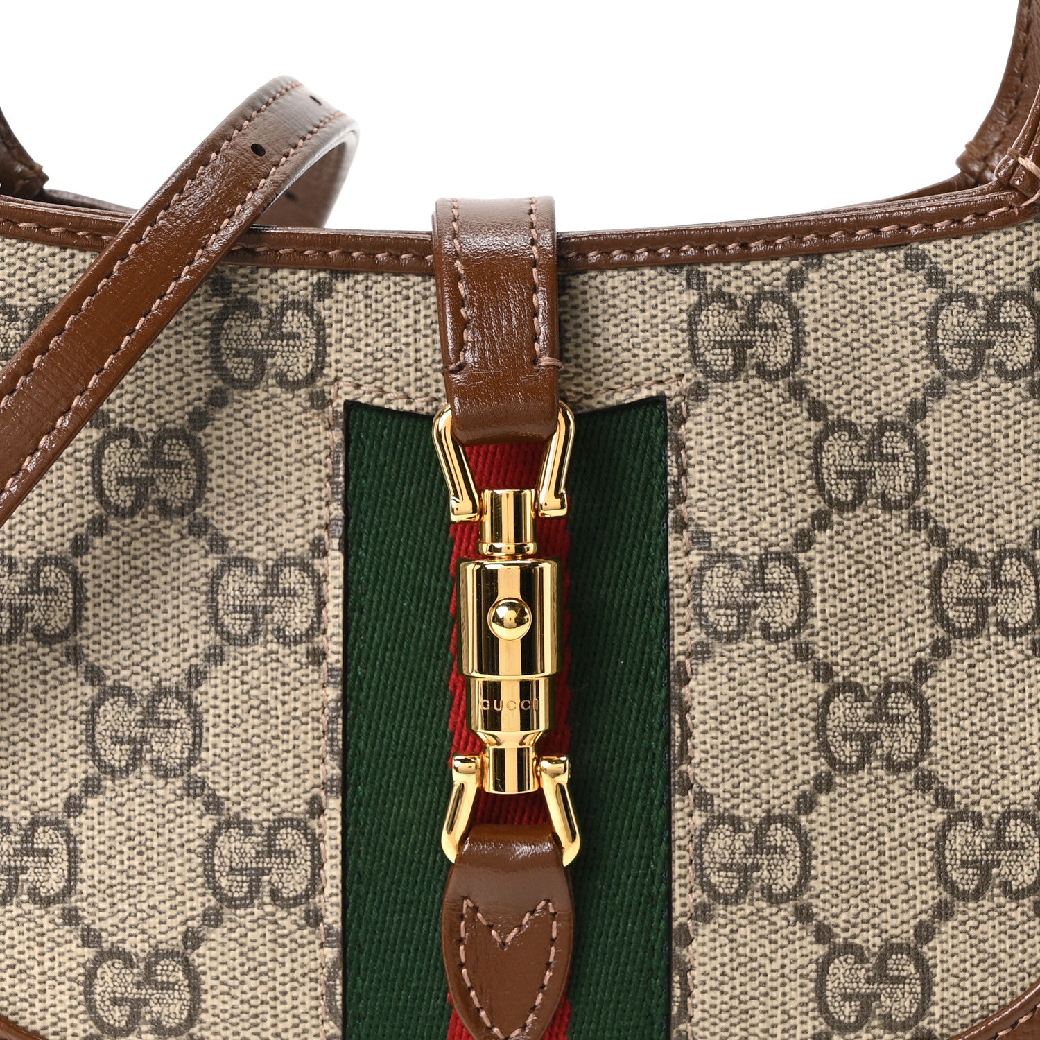Gucci GG Supreme Monogram Azalea Calfskin Web Mini Jackie 1961