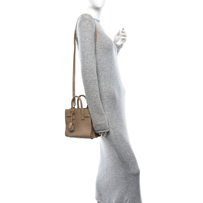 Saint Laurent Calfskin Crocodile Embossed Nano Sac De Jour Brown 2 of 11