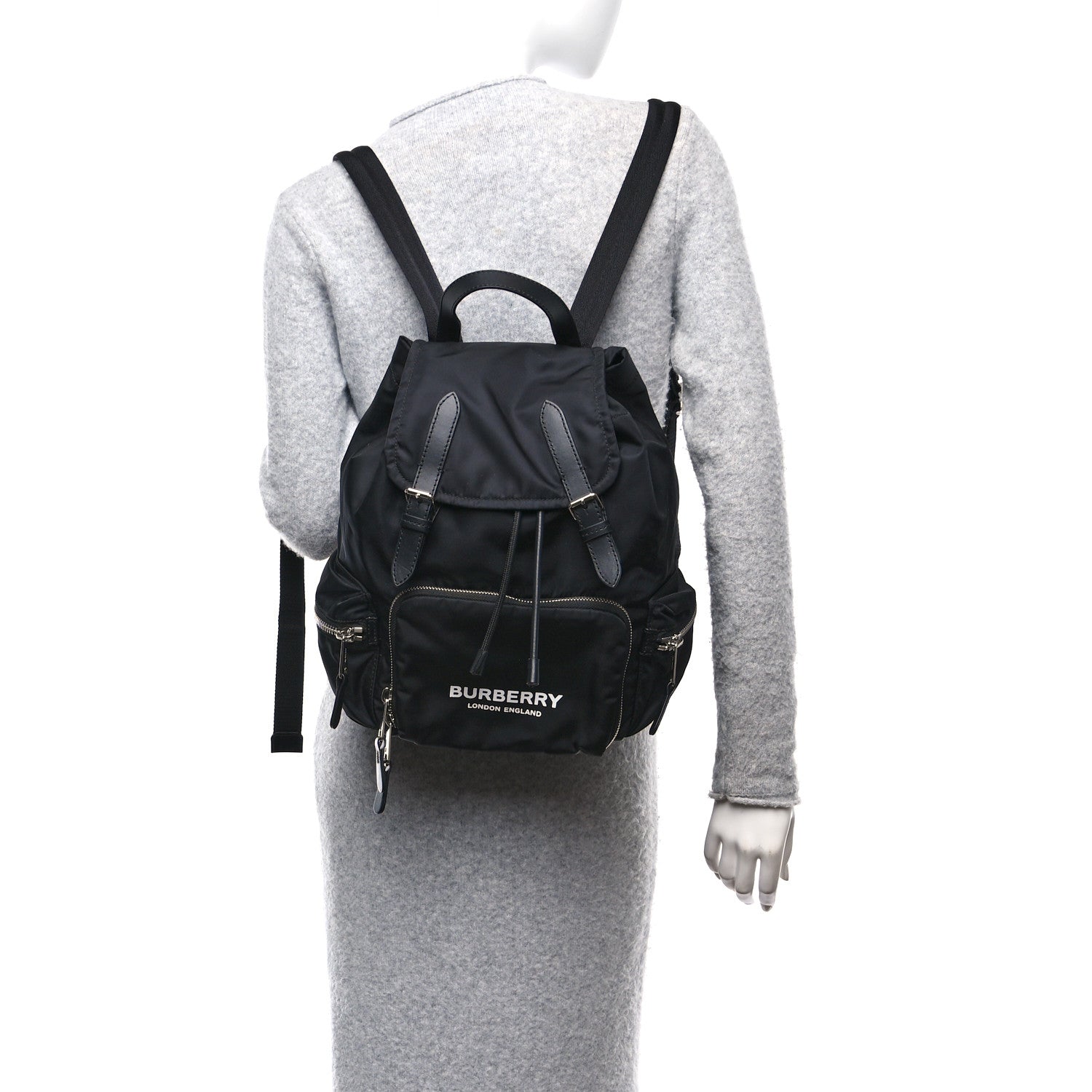 Burberry Nylon Logo Print Medium Rucksack Backpack Black 2 of 9