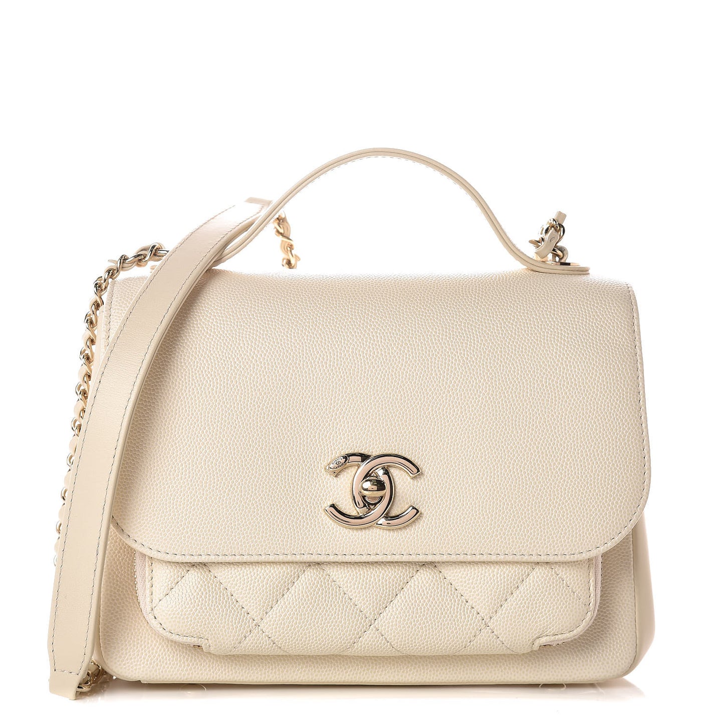 Caviar Quilted Small Business Affinity Flap White