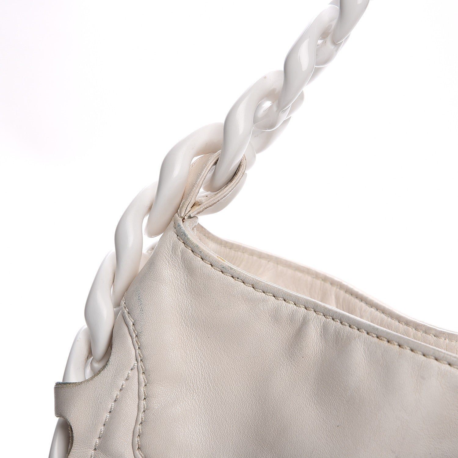 Chanel Calfskin Modern Chain Rhodoid Hobo White 8 of 11
