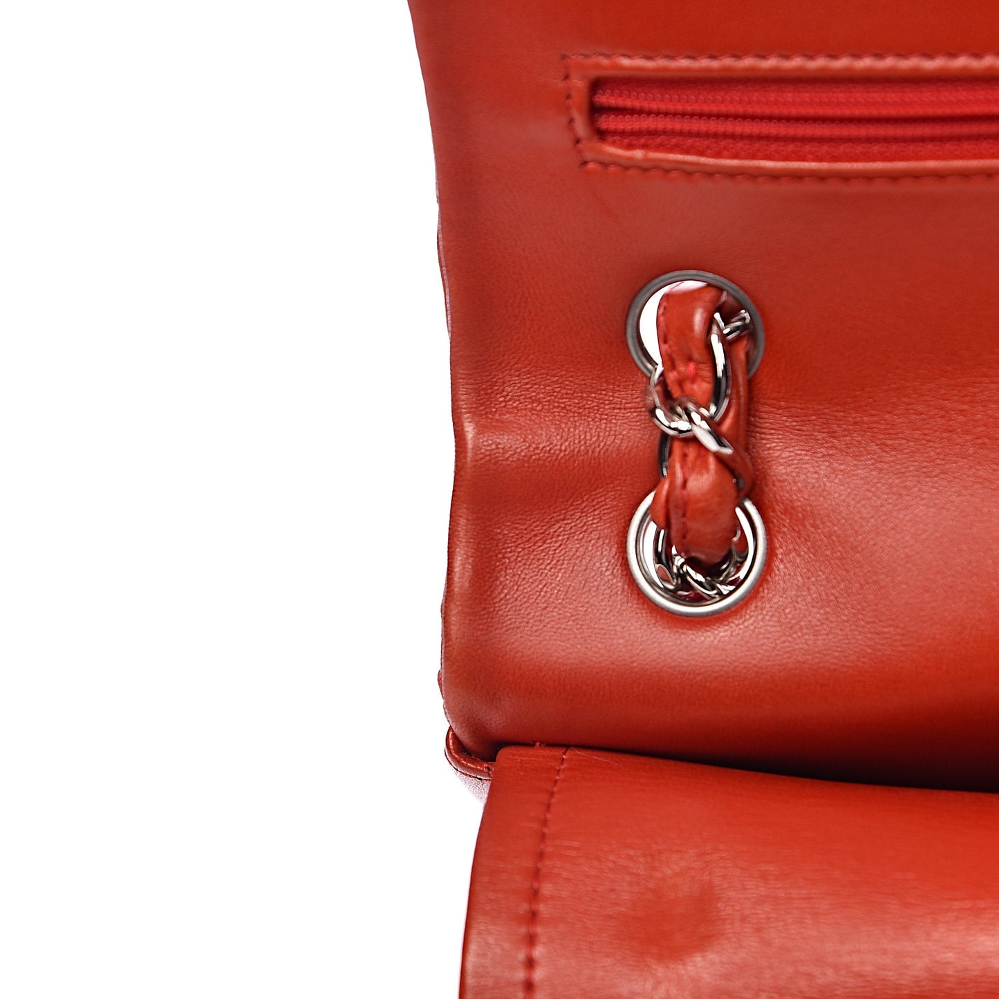 Lambskin Quilted Jumbo Double Flap Red