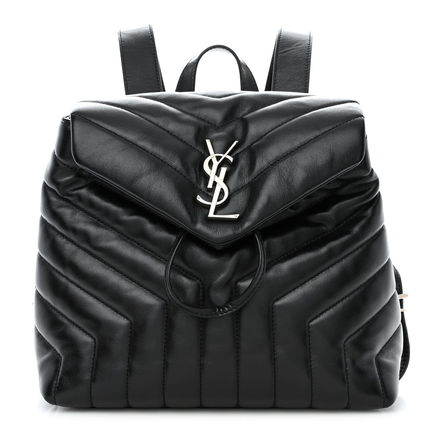 Calfskin Y Quilted Monogram Small Loulou Backpack Black