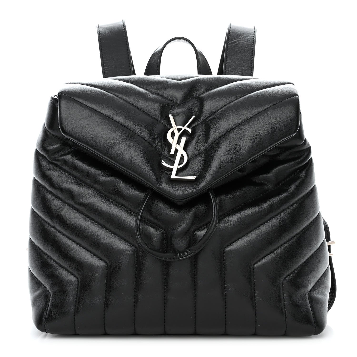 Saint Laurent Calfskin Y Quilted Monogram Small Loulou Backpack Black 1 of 13