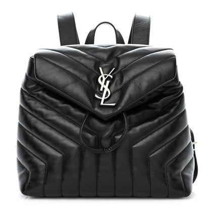 Saint Laurent Calfskin Y Quilted Monogram Small Loulou Backpack Black 1 of 13