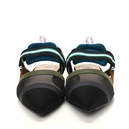 Fendi Technical Mesh Colibri Slingback Ballerina Flats 38.5 Green Multicolor 2 of 10