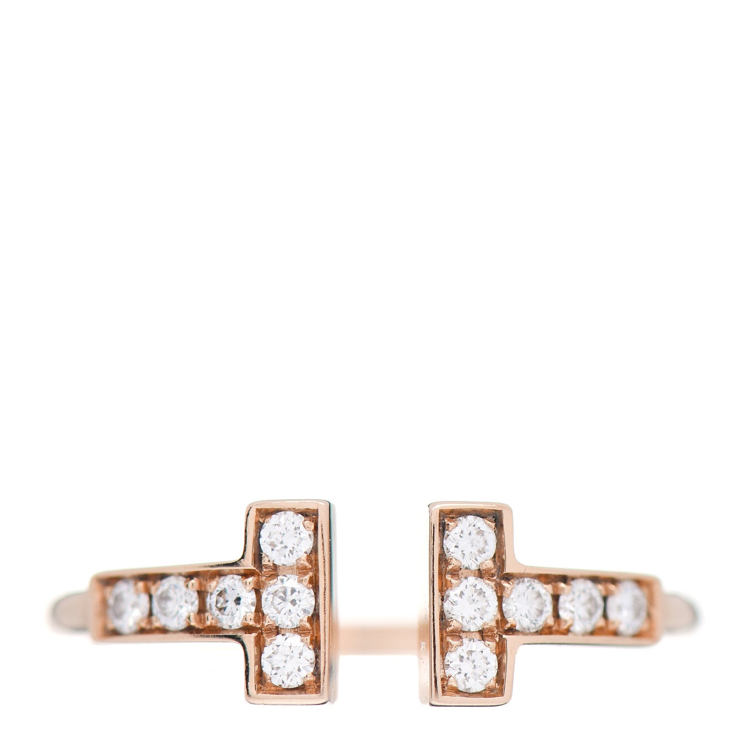 Tiffany 18K Yellow Gold Diamond T Wire Ring 49 4.75 1 of 6