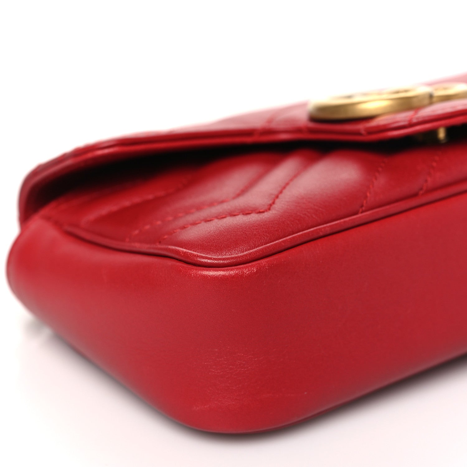 Gucci Calfskin Matelasse Super Mini GG Marmont Shoulder Bag Hibiscus Red 9 of 10