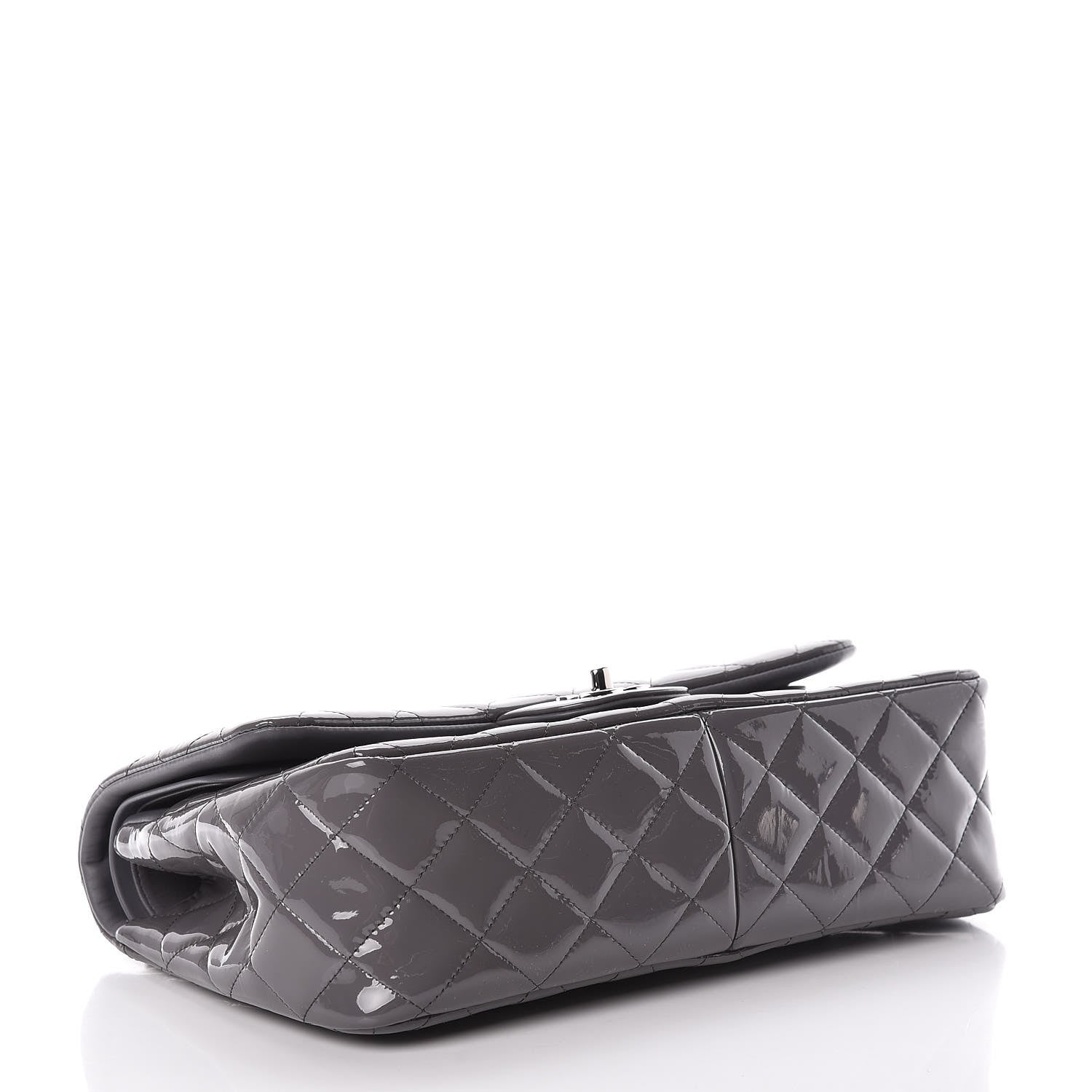 Chanel Patent Quilted Jumbo Double Flap Grey 4 of 11