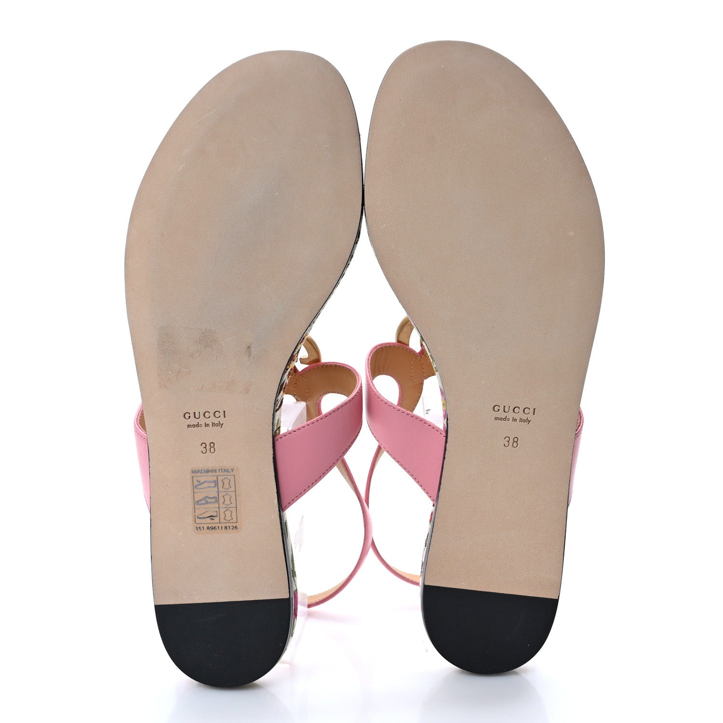 Calfskin Double G Thong Flat Sandals 38 Butterfly Pink