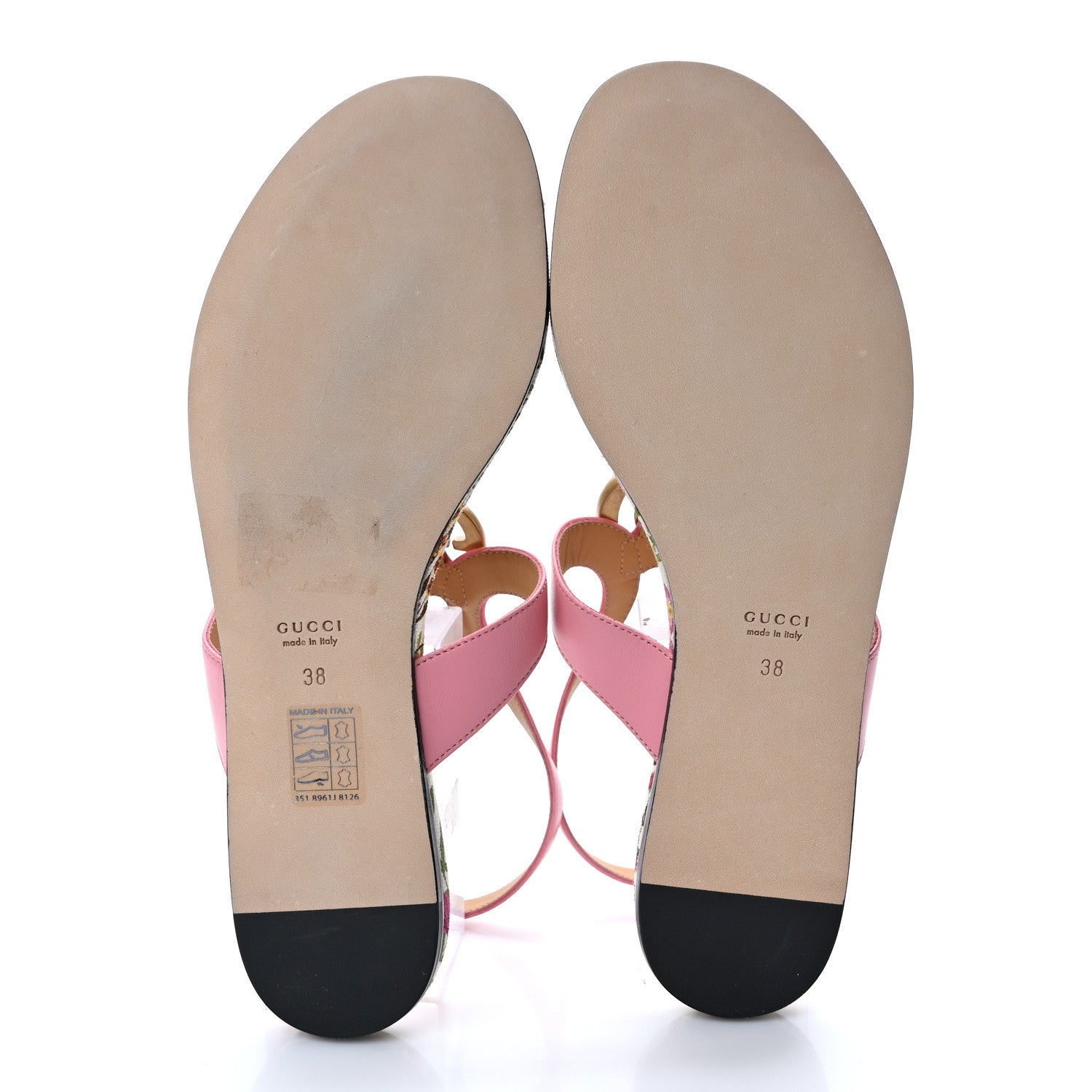 Gucci Calfskin Double G Thong Flat Sandals 38 Butterfly Pink 5 of 7