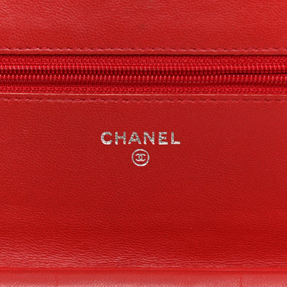 Chanel Lambskin Quilted Boy Wallet On Chain WOC Red 6 of 16