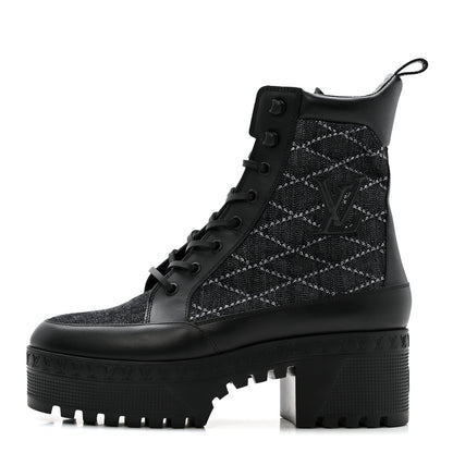 Louis Vuitton Denim Malletage Laureate Platform Desert Boots 39 Dark Blue 1 of 9