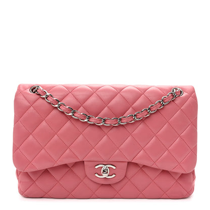 Chanel Lambskin Quilted Jumbo Double Flap Pink 1 of 14