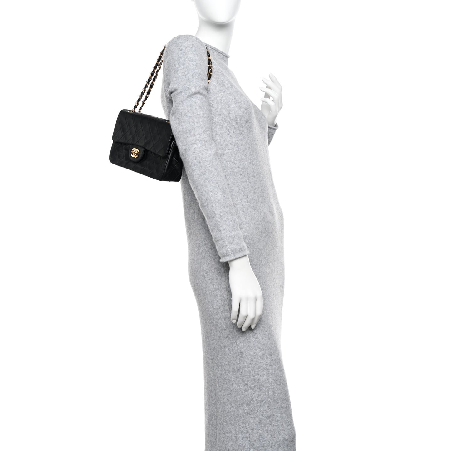 Lambskin Quilted Small Double Flap Black