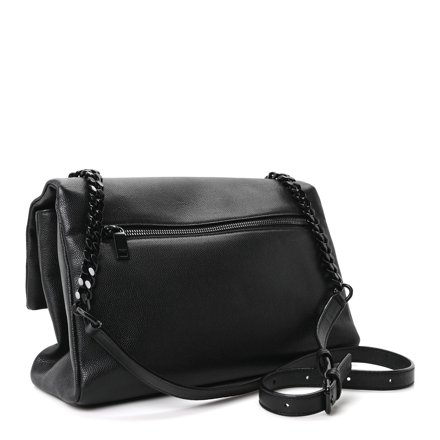 Saint Laurent Grain De Poudre Medium West Hollywood Monogram Fold-Over Black 3 of 10