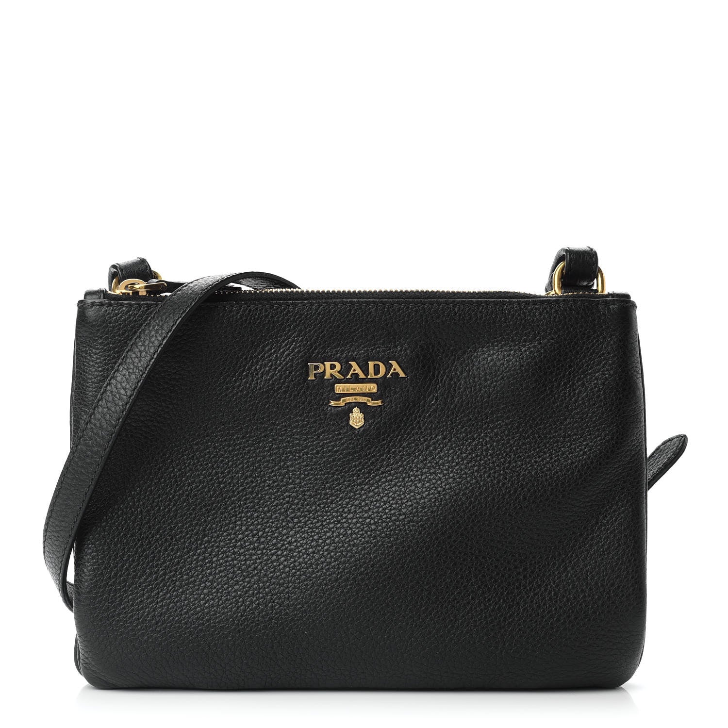 Prada Vitello Phenix Double Zip Crossbody Bag Black 1 of 8