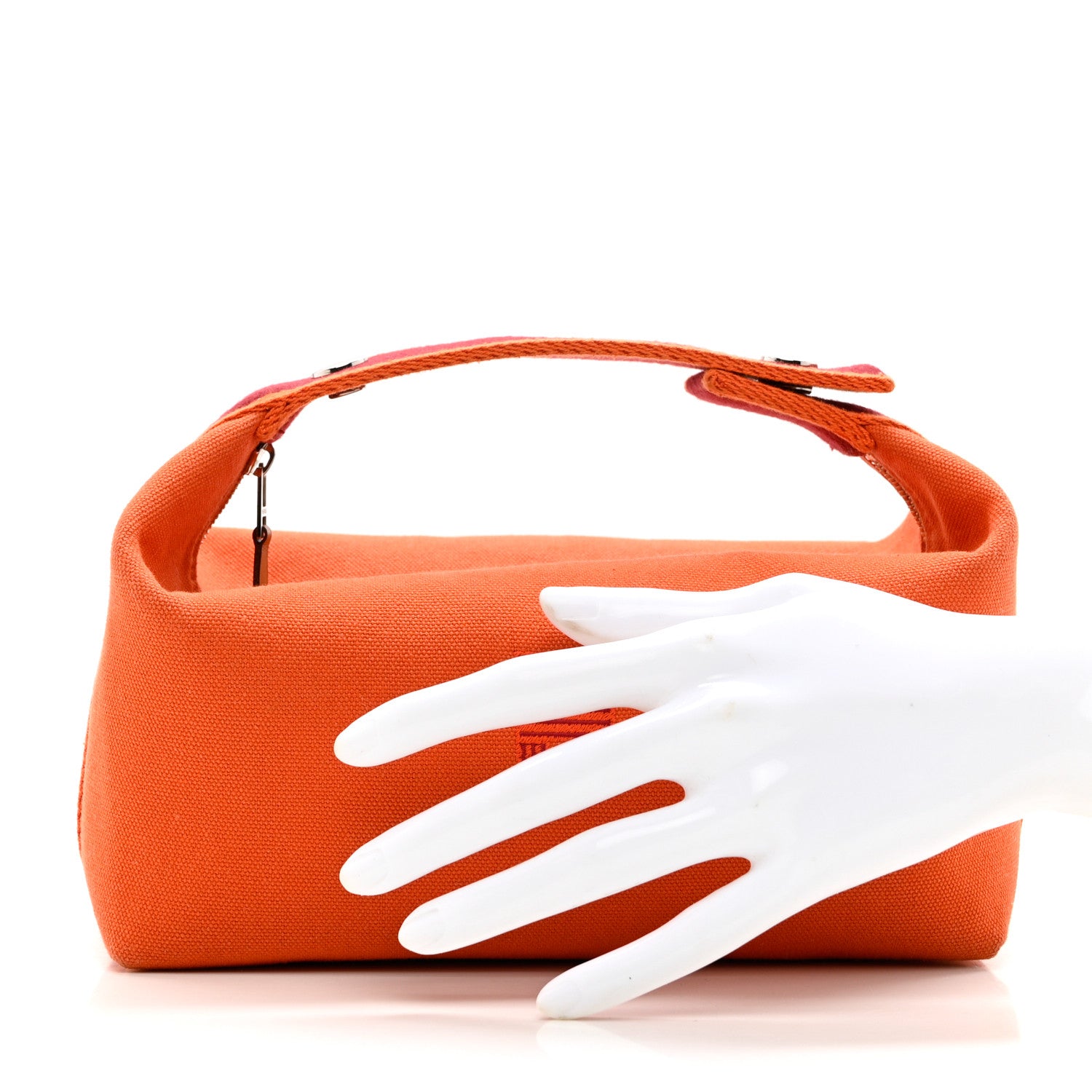 Hermes Canvas Small Bride-A-Brac Pouch Orange Burgundy 3 of 8