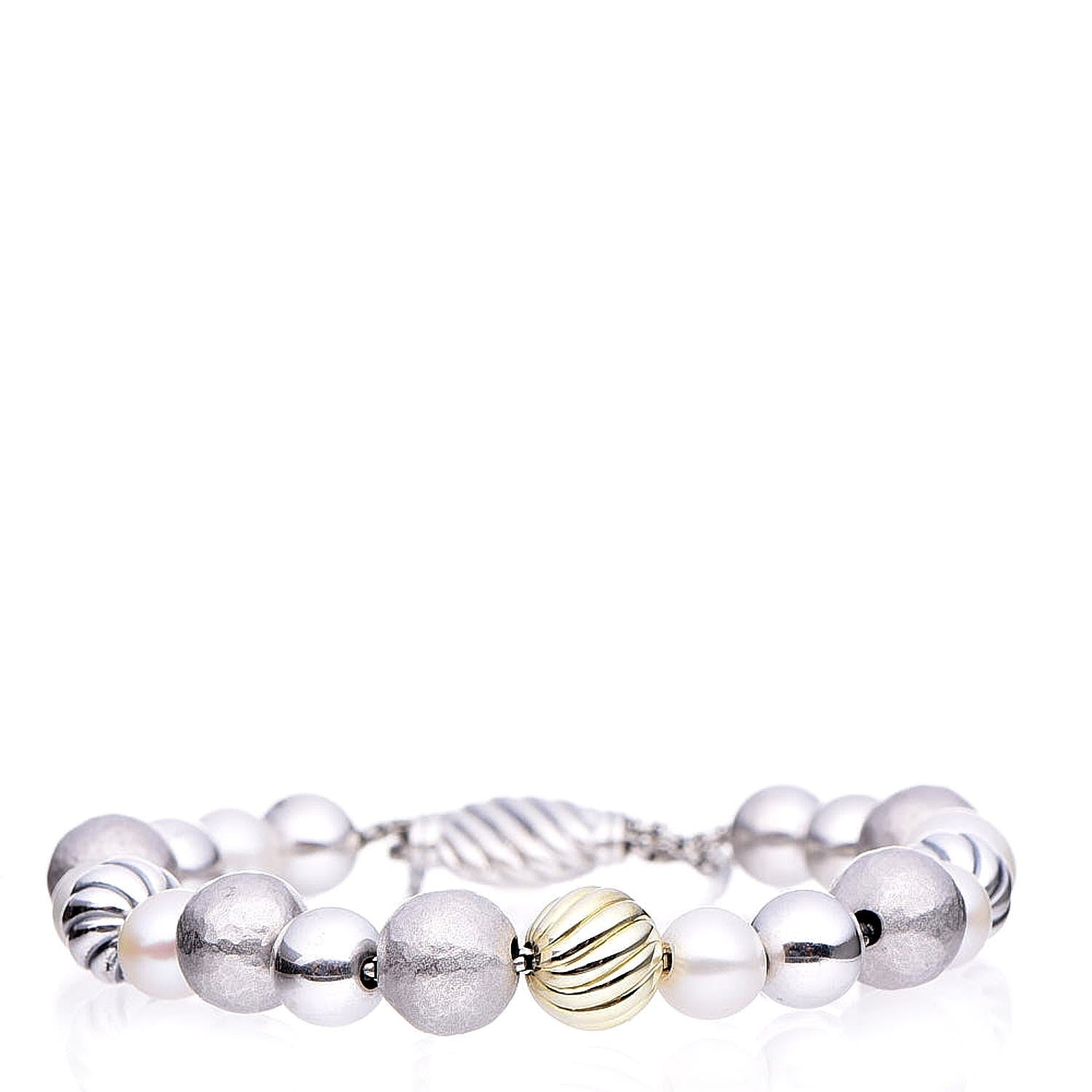 David Yurman Sterling Silver 18K Yellow Gold 8-10mm Elements Bracelet 1 of 6