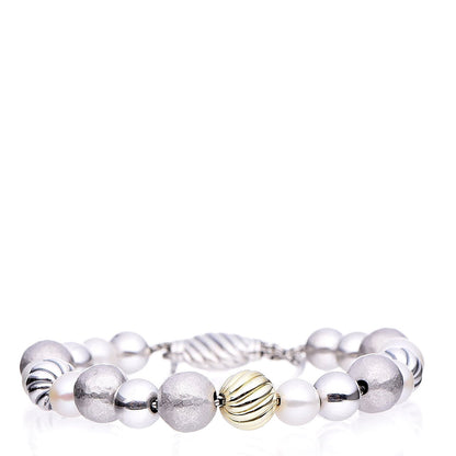 David Yurman Sterling Silver 18K Yellow Gold 8-10mm Elements Bracelet 1 of 6
