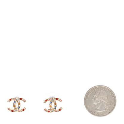 Chanel Crystal CC Earrings Gold Multicolor 2 of 4