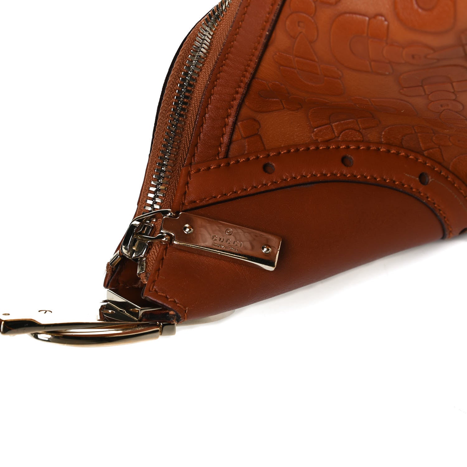 Gucci GGUCCI Calfskin Horsebit Embossed Glam Hobo Tan 17 of 17