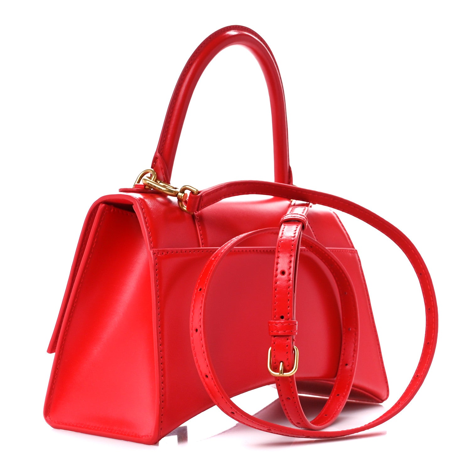 Balenciaga Shiny Box Calfskin Small Hourglass Top Handle Bag Bright Red 3 of 9