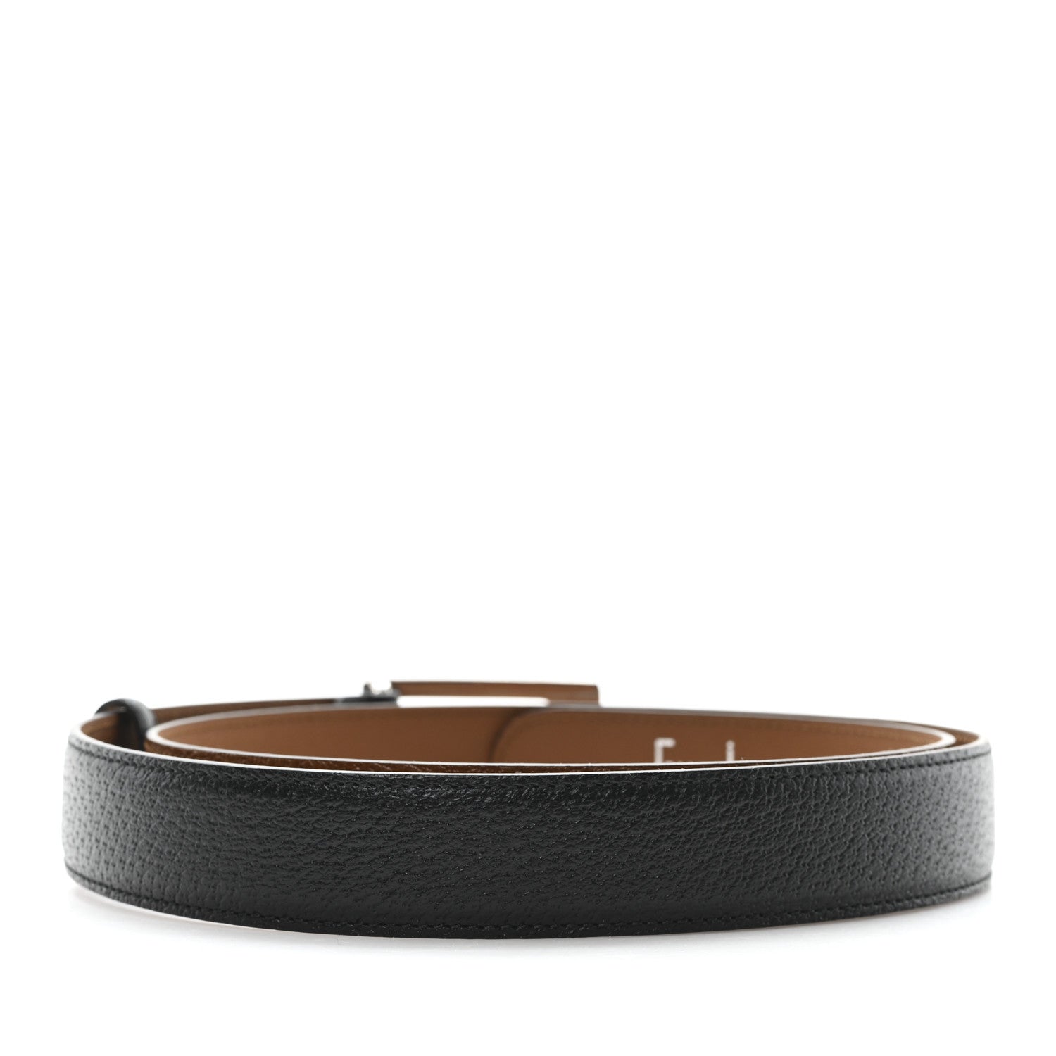 Gucci Grained Calfskin Square G 35mm Belt 95 38 Black Brown 2 of 5