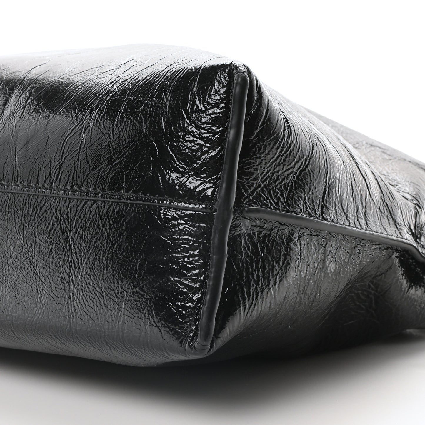 Crackle Patent Calfskin Medium Flamenco Knot Bag Black