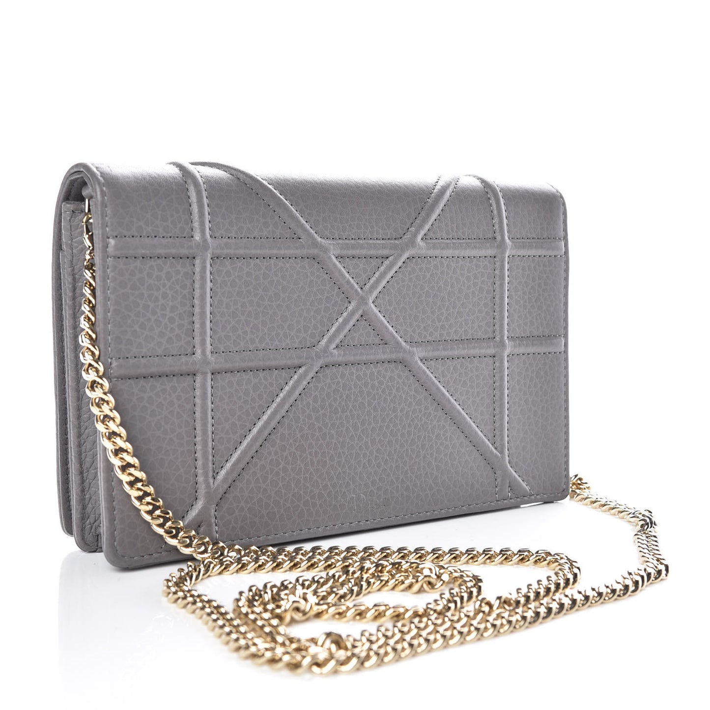 Grained Calfskin Diorama Wallet on Chain Pouch Gris