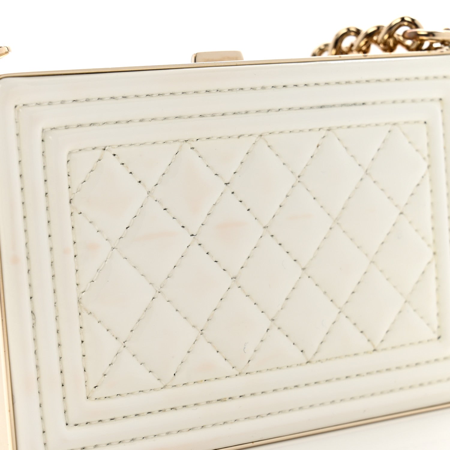 Chanel Patent Calfskin Boy Minaudiere White 11 of 15