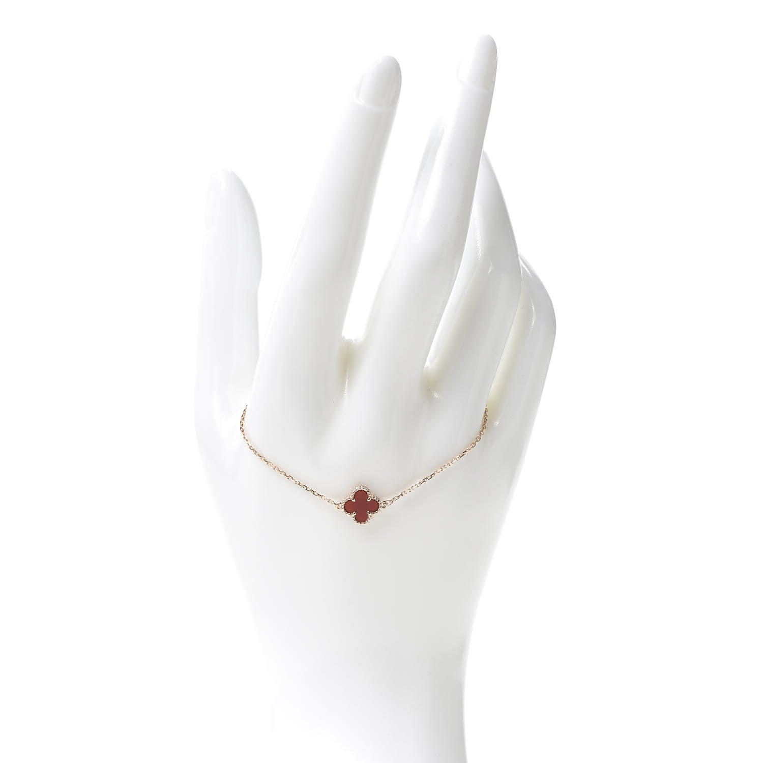 Van Cleef & Arpels 18K Rose Gold Carnelian Sweet Alhambra Bracelet 2 of 8