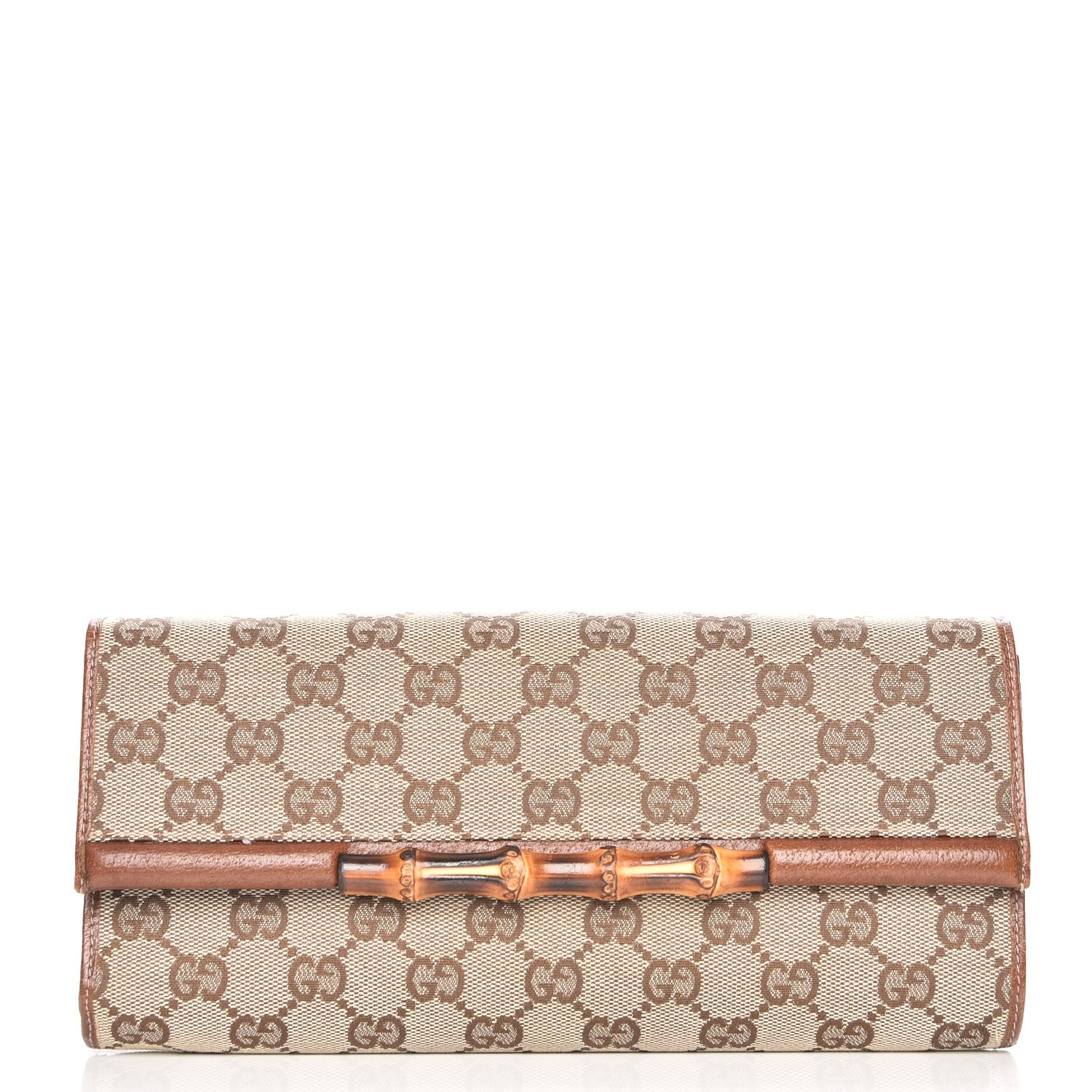 Gucci Monogram Bamboo Bar Clutch Brown 1 of 7