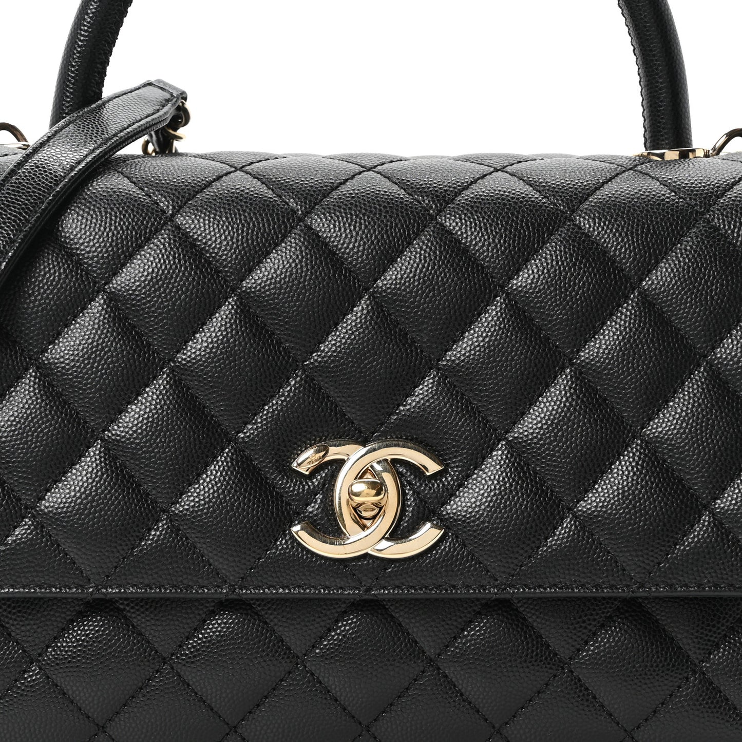 Caviar Quilted Small Coco Handle Flap Black