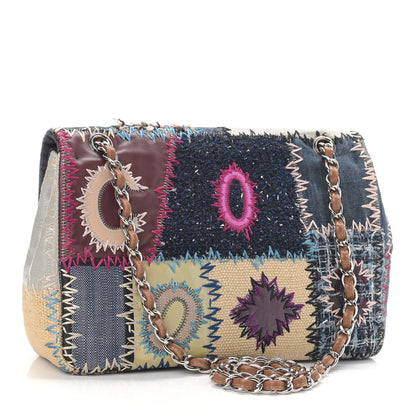 Chanel Denim Tweed Patchwork Jumbo Single Flap Multicolor 3 of 11