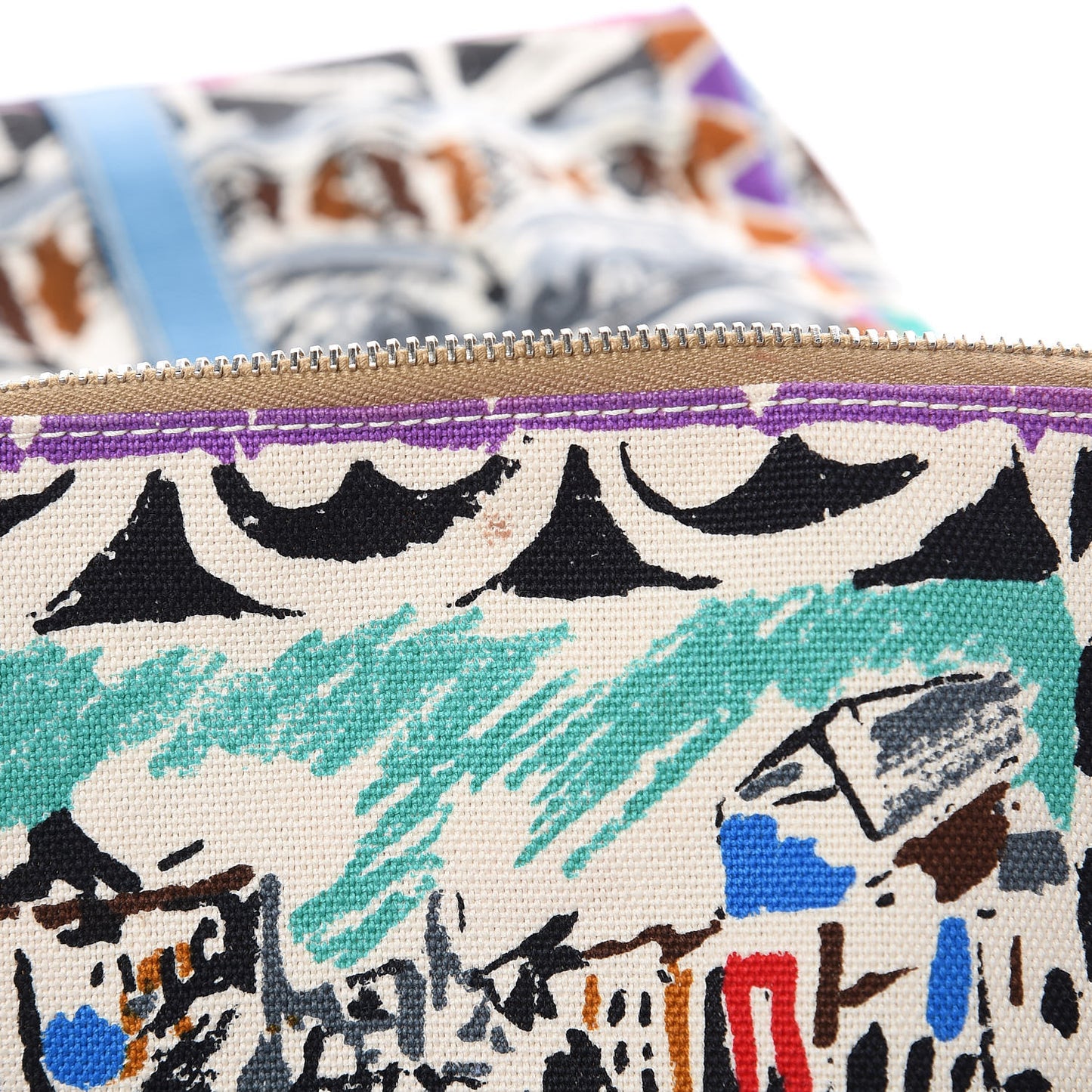 Canvas Saffiano Stampata Venice Tote Blue