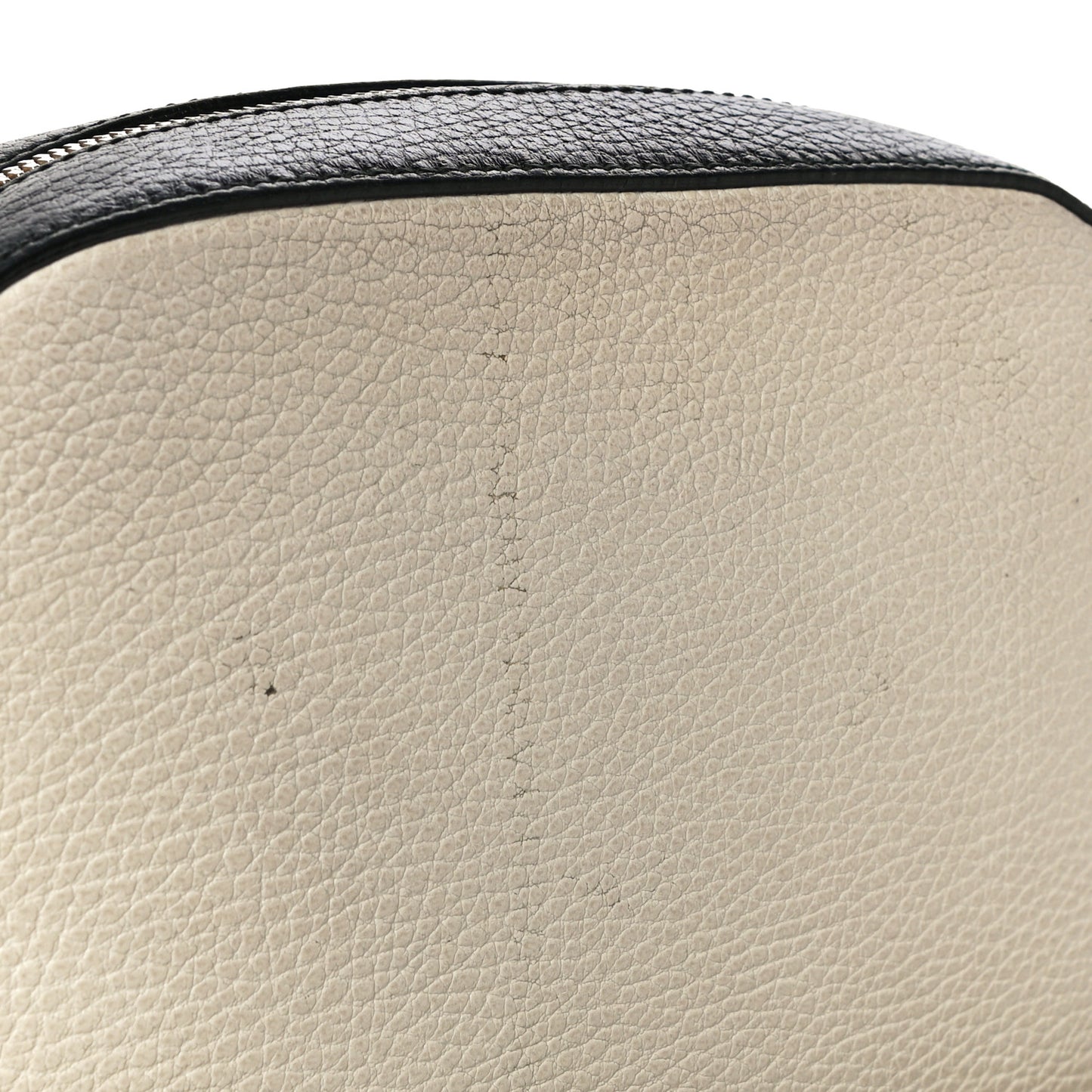Dollar Calfskin Bi-Color Small Soho Disco Bag Mystic White Black