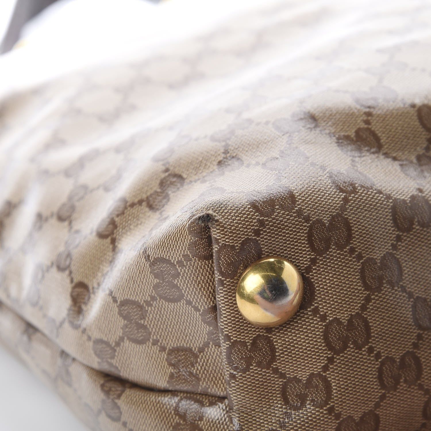 Gucci Crystal Monogram Large Babouska Vertical Shopping Tote Brown 11 of 15