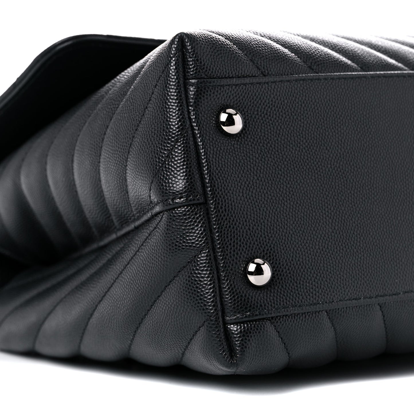 Caviar Chevron Quilted Medium Coco Handle Flap Black
