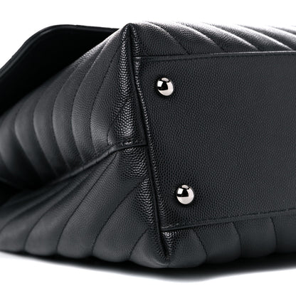 Chanel Caviar Chevron Quilted Medium Coco Handle Flap Black 6 of 11