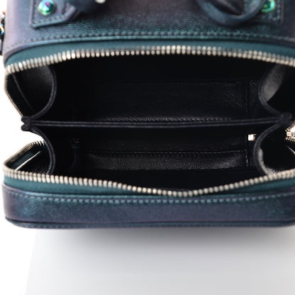 Chanel Iridescent Caviar Quilted Small CC Filigree Vanity Case Dark Turquoise 5 of 8