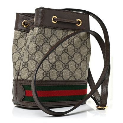 Gucci GG Supreme Monogram Web Mini Ophidia Bucket Bag Brown 3 of 10